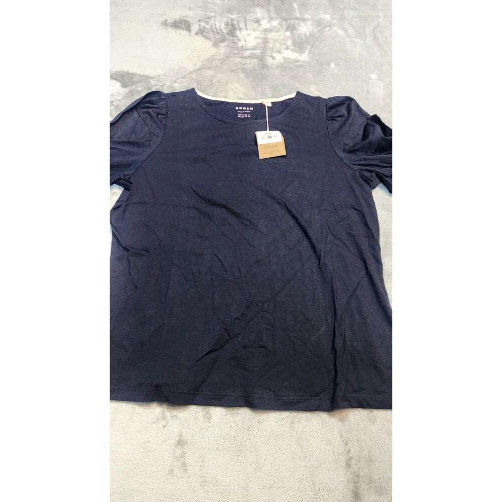 Boden Womens US 10 Navy Blue Supersoft Smocked T-Shirt NWT Cotton Blend